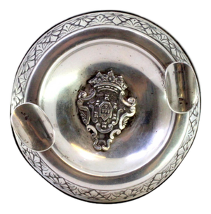 Round Silver Ashtray with Coat of Arms