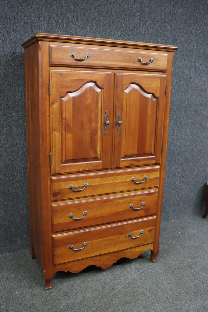 Ethan Allen Louis XV Style Cherry Linen Chest | Chairish