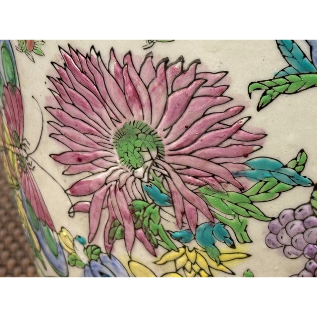 Vintage Chinese Famille Rose Porcelain Jar + Lid For Sale - Image 9 of 12