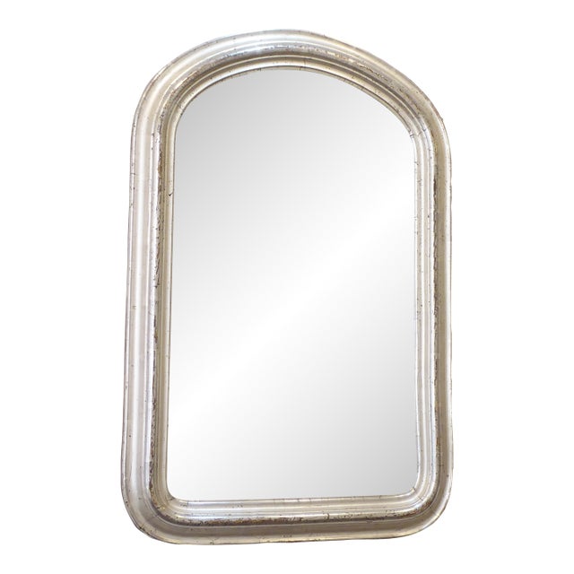 19th Century Curved Corner Silverleaf Mirror For Sale