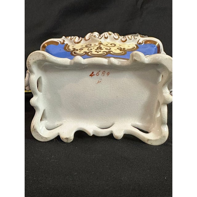 19th Century French Porcelain Double Inkstand in Rococo Revival Style, Blue & Gilt For Sale - Image 10 of 13