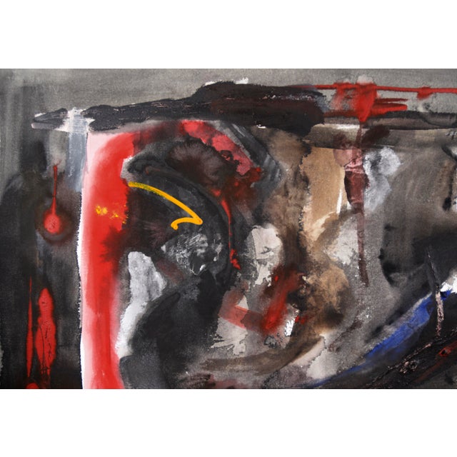 1980s Primary Colors Abstract Expressionist - Mixed Media on Paper by Ricardo De Silva For Sale - Image 5 of 5