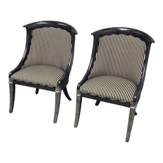 Custom Design Ebony Lacquered Empire Style Dining Chairs, a Pair For Sale
