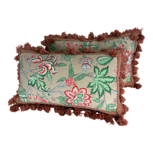 Vintage Brunschwig & Fils Tasseled Floral Pillows/a Pair