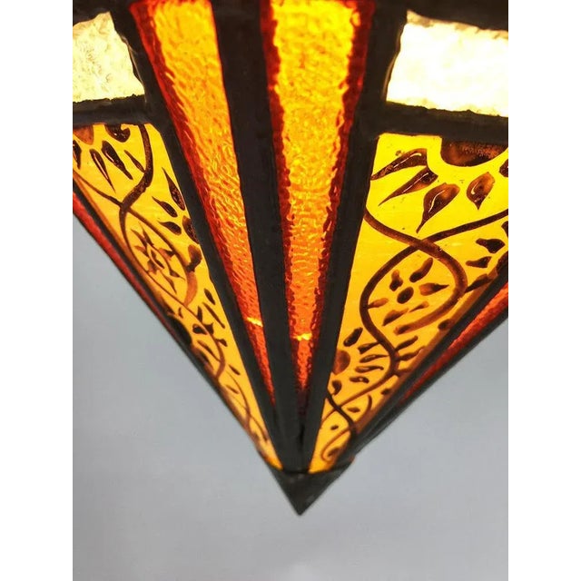 Art Deco Stained Glass Ceiling Lamp For Sale - Image 6 of 7