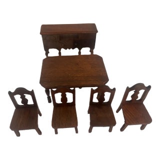 Doll House Furniture by StromBecker. Dining Table With 4 Matching Chairs and Dining Hutch For Sale