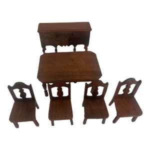 Doll House Furniture by StromBecker. Dining Table With 4 Matching Chairs and Dining Hutch