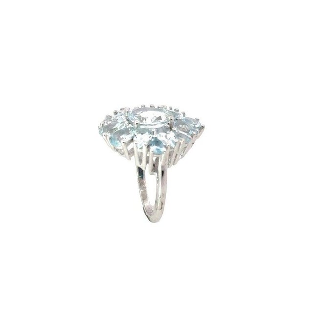 Not Yet Made - Made To Order Natural Aquamarine Big Floral Cocktail Ring Made in 925 Sterling Silver, Size 6.5 For Sale - Image 5 of 9