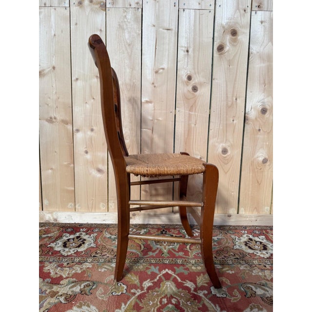 Louis XV Style Rustic Chairs in Fruitwood with Rush Seats, 19th Century, Set of 8 For Sale - Image 9 of 10