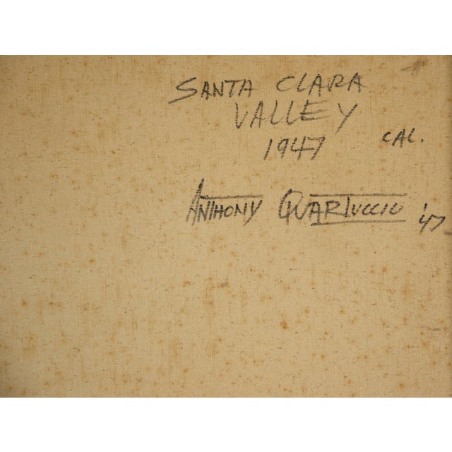 Green Mid Century Oil Landscape of Santa Clara Valley Before Silicon Valley by Anthony Quartuccio For Sale - Image 8 of 9