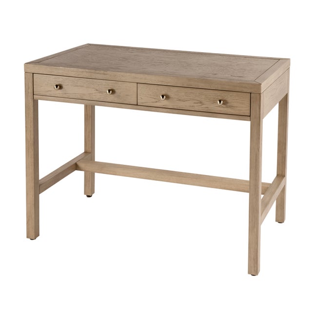 Modern Nora 40 in. W Rectangular Wood 2 Drawer Writing Desk, Light Oak For Sale - Image 3 of 11