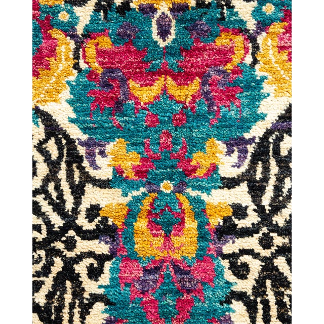 Contemporary Suzani Collection Hand-Knotted Area Rug - Black Collection 7' 10" x 8' 5" For Sale - Image 3 of 9
