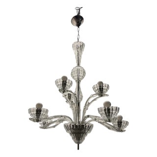 Large Art Deco Murano Glass Chandelier from Barovier, 1940s For Sale