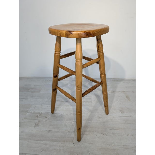 Vintage Bar Stool in Pine, 1960s For Sale - Image 6 of 14