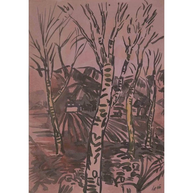 Trees is a Black Marker Drawing realized by Reynold Arnould in the Mid-20th Century. Good conditions No signature. The...