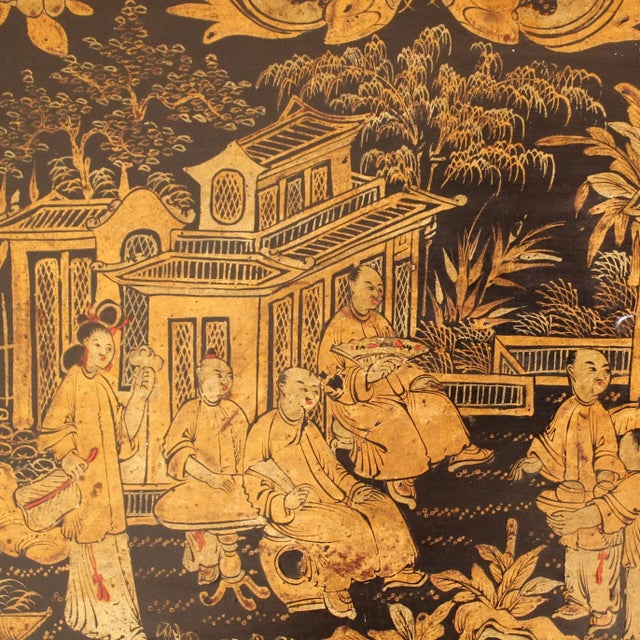 Large Chinese Export Gilt and Black Lacquer Box For Sale - Image 10 of 12