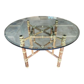 McGuire Leather Wrapped Bamboo Dining Table For Sale