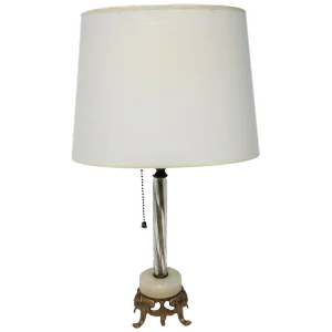 Italian Onyx Marble Gold Gilt and Murano Art Glass Table Lamp
