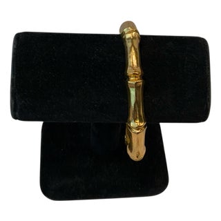 Vintage 1960's Mirror Gold Tone Bamboo Chunky Cuff Bracelet For Sale