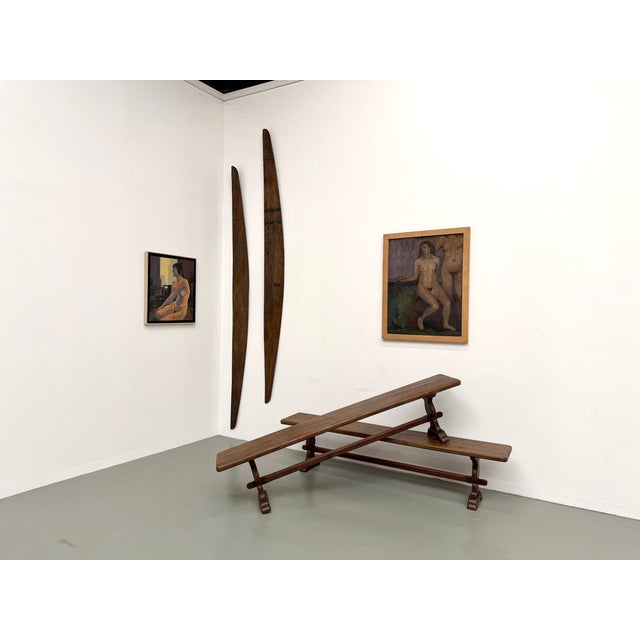 Oak Farm Benches, 1890s, Set of 2 For Sale - Image 4 of 18