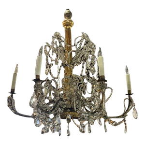 19th C. Italian Giltwood and Crystal Chandelier From Genoa