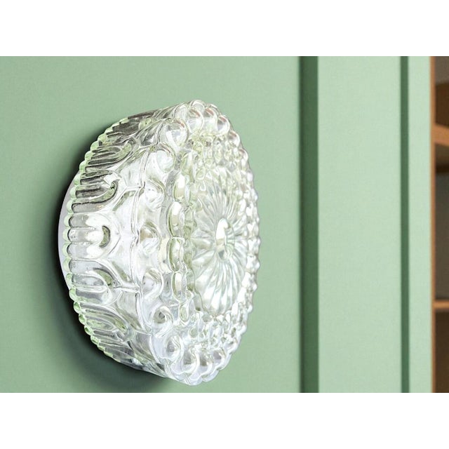 1990s Clear Glass Flush Mount Lights, 1990s, Set of 2 For Sale - Image 5 of 12