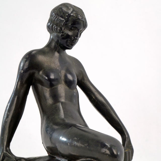 1920s Art Deco Nuart Nude Flapper Spelter Bookend Circa 1925 For Sale - Image 5 of 10