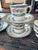 English Vintage Crown Staffordshire Lyric Tunis Blue Fine Bone China Teacups & Saucers – 13 Pieces For Sale - Image 3 of 12
