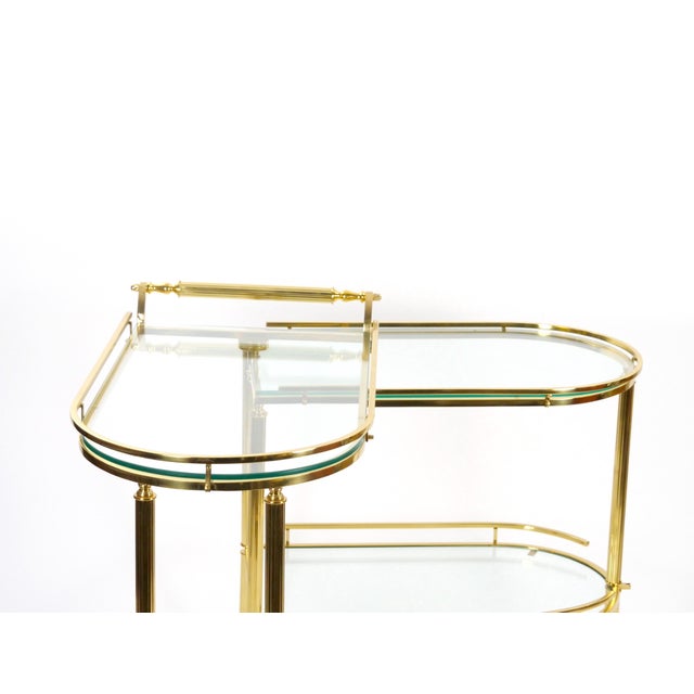 Midcentury Brass and Glass Italian Swing Out Bar Cart For Sale - Image 4 of 12