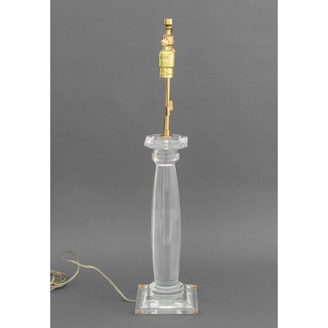 Metal Karl Springer Acrylic Greek Column Table Lamp For Sale - Image 7 of 7