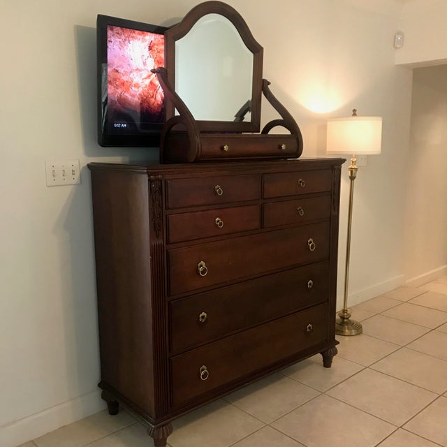 Ethan Allen Dawson Tall Dresser With Cinnabar Mirror From the British