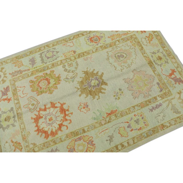 Oriental Hand Knotted Rug Turkish Oushak 4'2" x 6'2" For Sale - Image 4 of 5