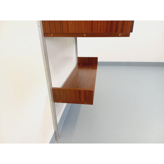 Wood Vintage Wall-Mounted Bookcase with Secretaire Bar by Guariche Mortier Motte for Arp Minvielle, 1960s For Sale - Image 7 of 18