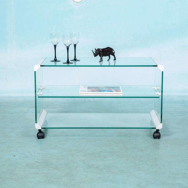 Beautiful glass serving trolley from Galloti & Radice from Italy, made in Italy in the 1970s. This glass furniture can be...