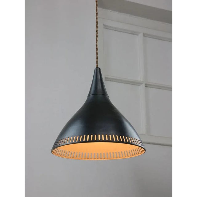 Mid-Century Modern Vintage Italian Black Metal Pendant Lamp For Sale - Image 3 of 13