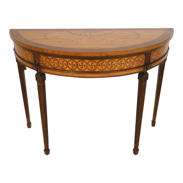 Century Satinwood Mahogany Adams Style Console Table For Sale