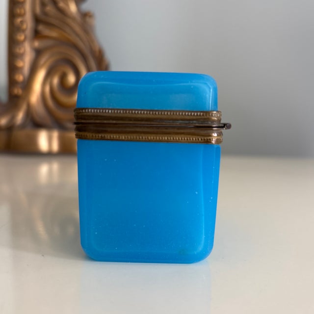French French Blue Opaline Glass Box For Sale - Image 3 of 8