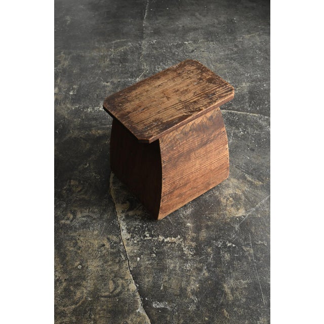Brown Antique Japanese Wooden Stool / Early 20th Century / Wabi-Sabi Step Stool For Sale - Image 8 of 17