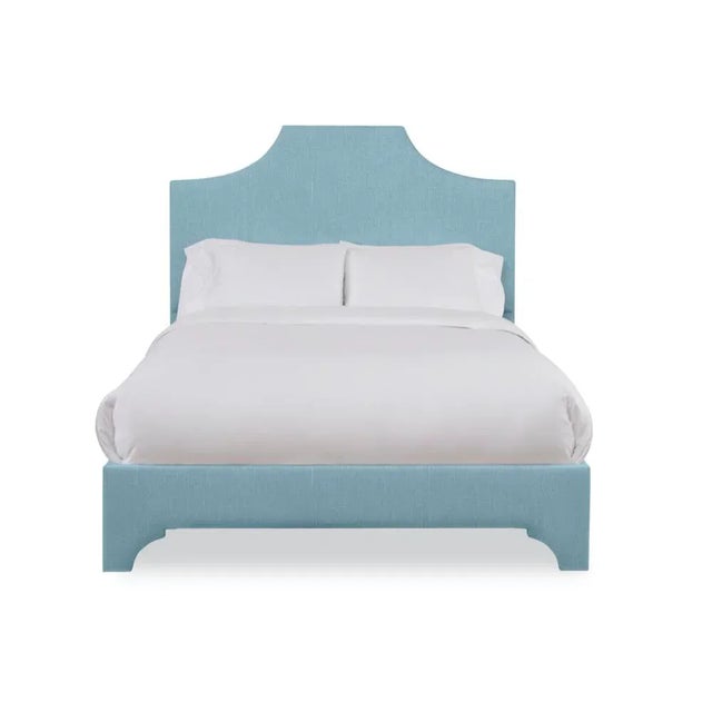 Not Yet Made - Made To Order Kit King Headboard, Mosaic Blue Linen For Sale - Image 5 of 5