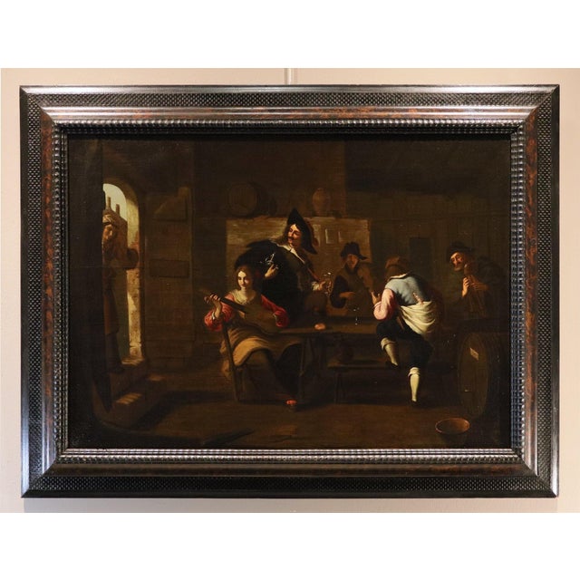 Caravaggio-style painter, active in Rome in the 17th century Company of Musicians in an Inn Oil on canvas 74 x 99 cm. -...