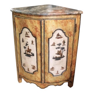 Continental Painted and Lacca Povera Decorated Corner Cabinet, 19th Century For Sale