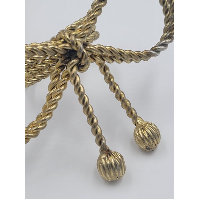 Metal Late 20th Century Hollywood Regency Gold-Tone Metal Rope Bow Napkin Rings - Set of 8 For Sale - Image 7 of 12