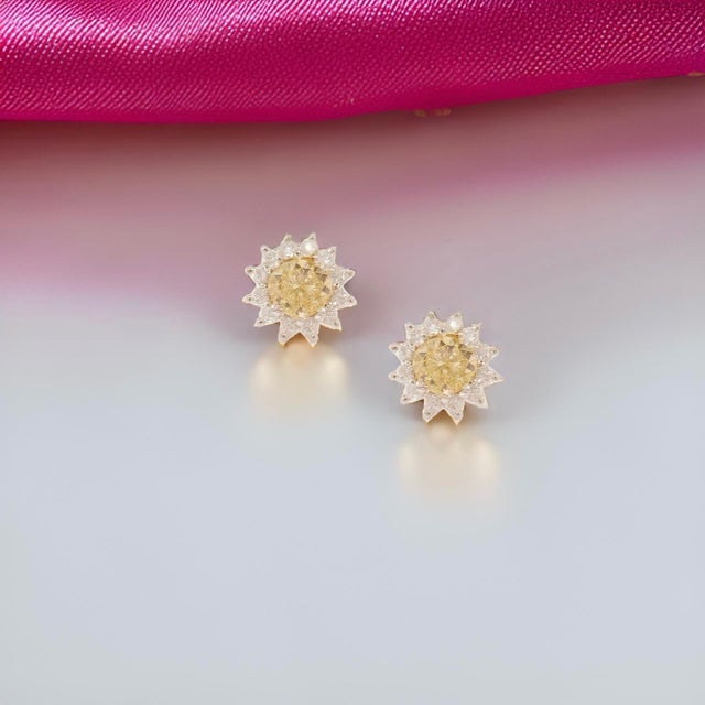 Natural Yellow Sapphire and Diamond Stud Earrings set in 14k Yellow Gold 2 TCW Certified $4,975 211887 These Luxurious and...