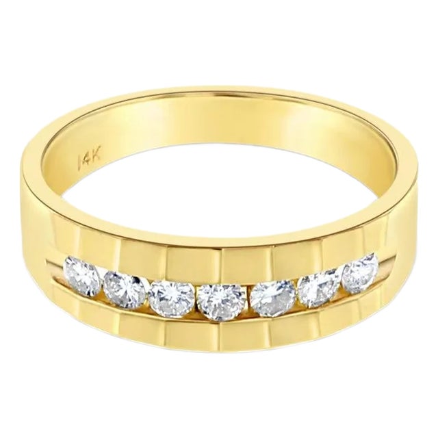 1 CT. Mens Diamond Wedding Band 14k Yellow Gold, Size 10 For Sale