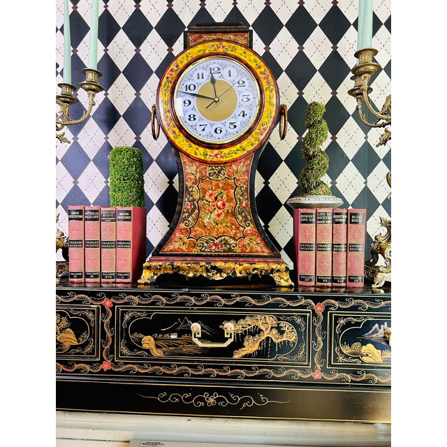 Castilian Imports Oversized Italian Florentine Style Hand-Painted Mantel Clock For Sale - Image 11 of 18