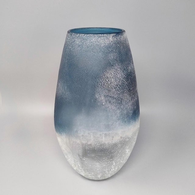 Blue Vase in Frosted Glass from Arte Vetro, Italy, 1970s For Sale - Image 7 of 7