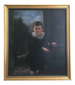 Large Antique 19th Century Oil Portrait of a Child
