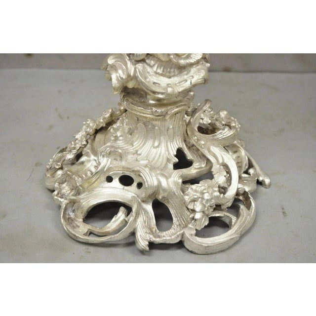 Metal Antique French Rococo Silver Plated Cherub Dome Centerpiece Fruit Bowls - Pair For Sale - Image 7 of 12