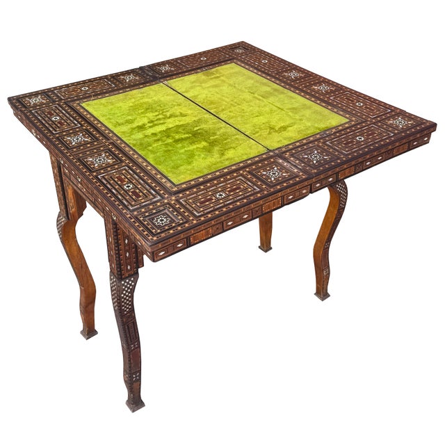 Early 20th Century Marquetry Inlay With Mother of Pearl Folding Game Table For Sale In Los Angeles - Image 6 of 18