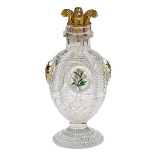 Antique French Four Chamber Divided Enamel and Ormolu Scent Bottle from Baccarat, 1830 For Sale